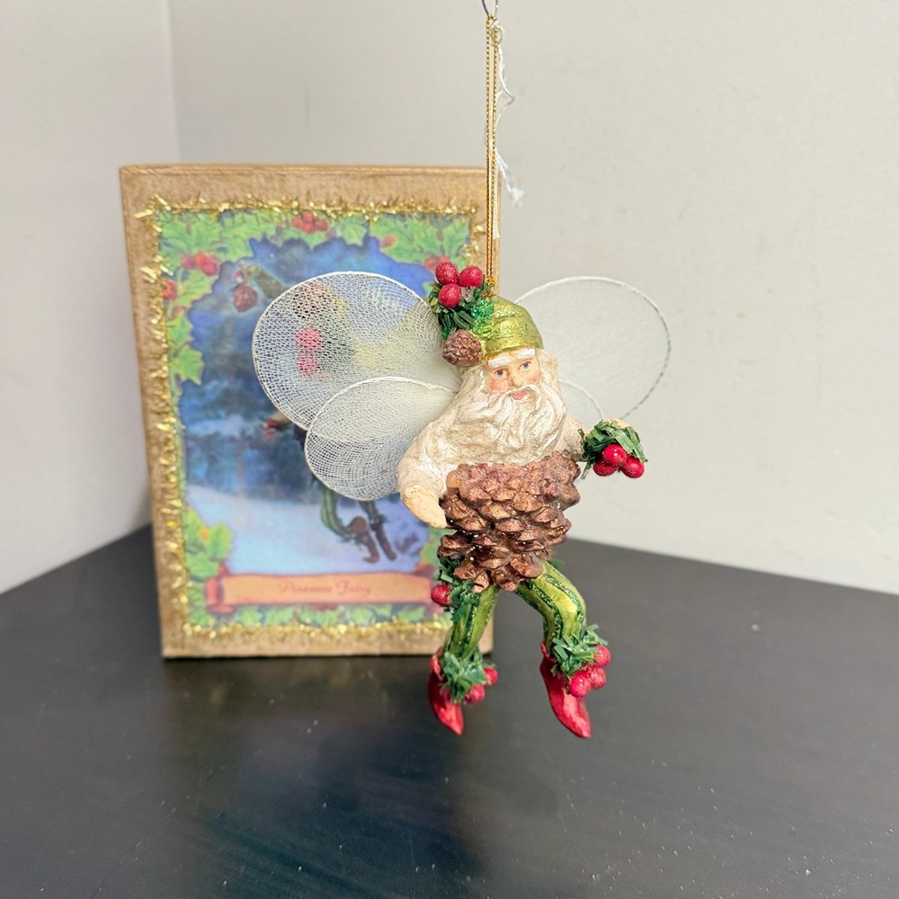 Mark Roberts Collection Pinecone Fairy Christmas Ornament Woodland Santa 7"